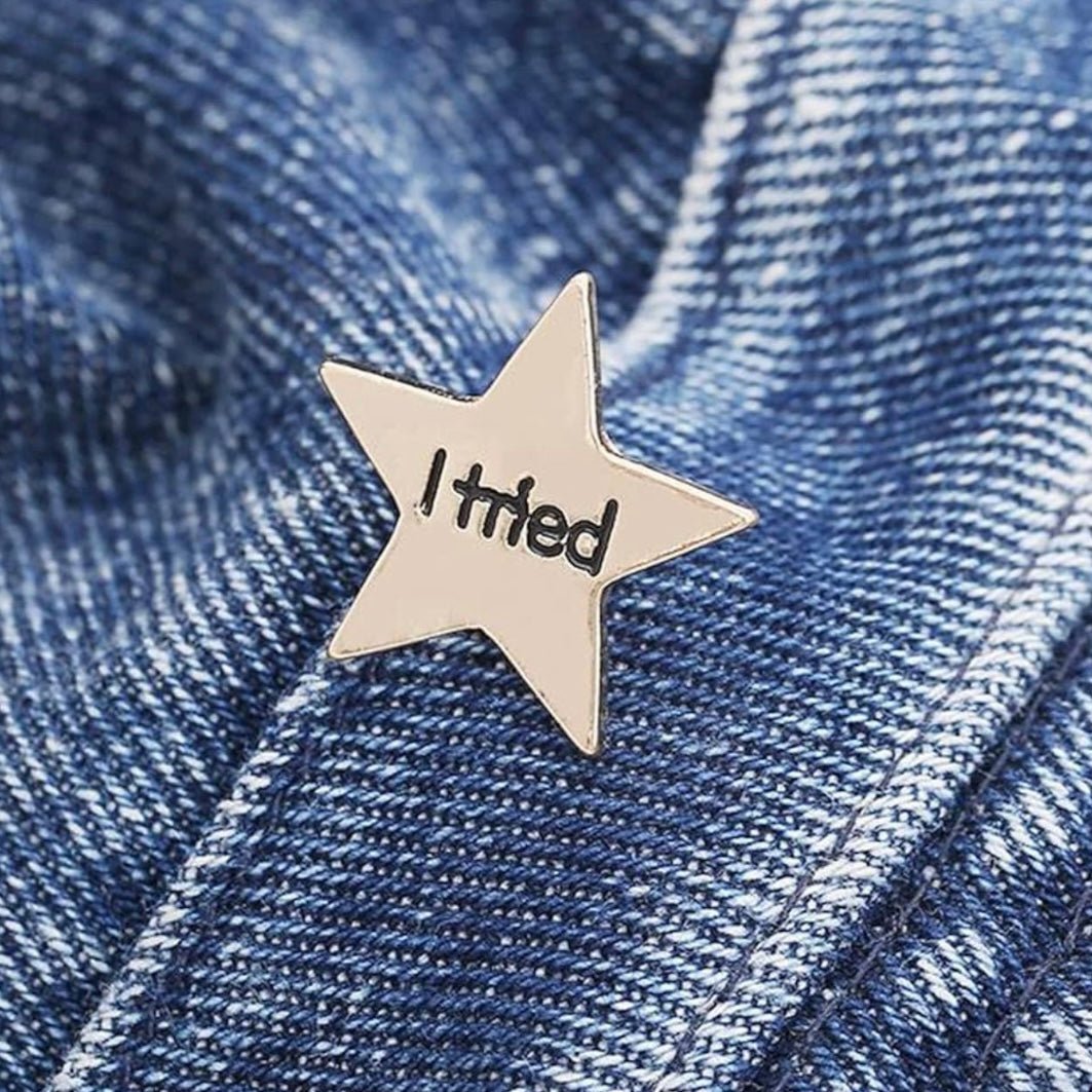 I Tried Gold Star Pin Badge