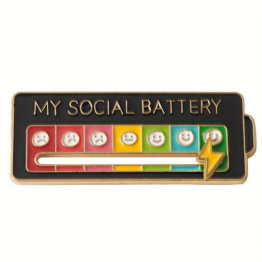 Social Battery Slider Pin Badge
