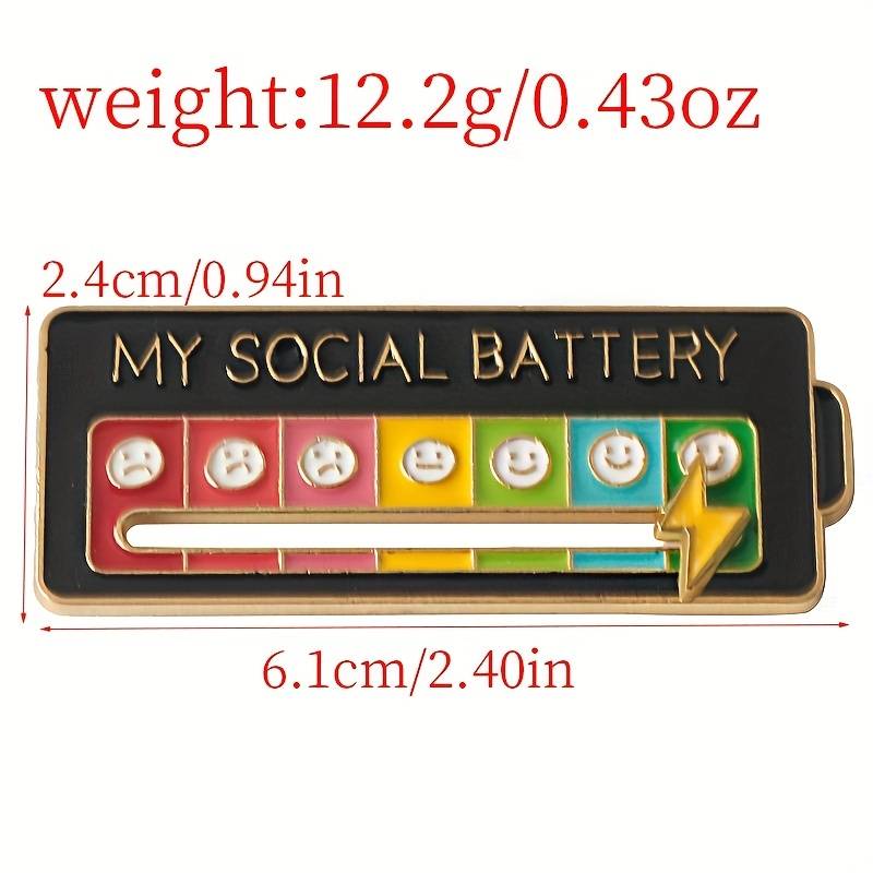 Social Battery Slider Pin Badge