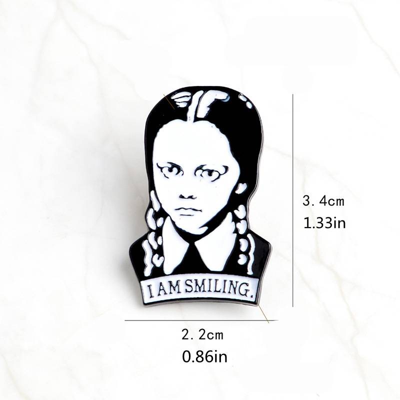 The Addams Family. Wednesday "I Am Smiling" Pin Badge