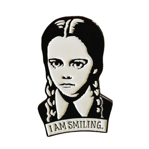 The Addams Family. Wednesday "I Am Smiling" Pin Badge