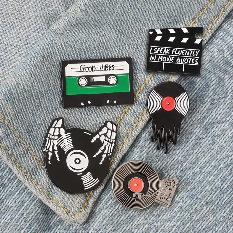 Vintage Vinyl Cassette Dj Enamel Pin Badge